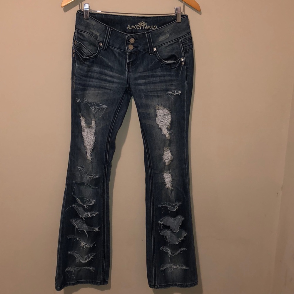 Almost Famous Distressed Flared Ripped Jeans